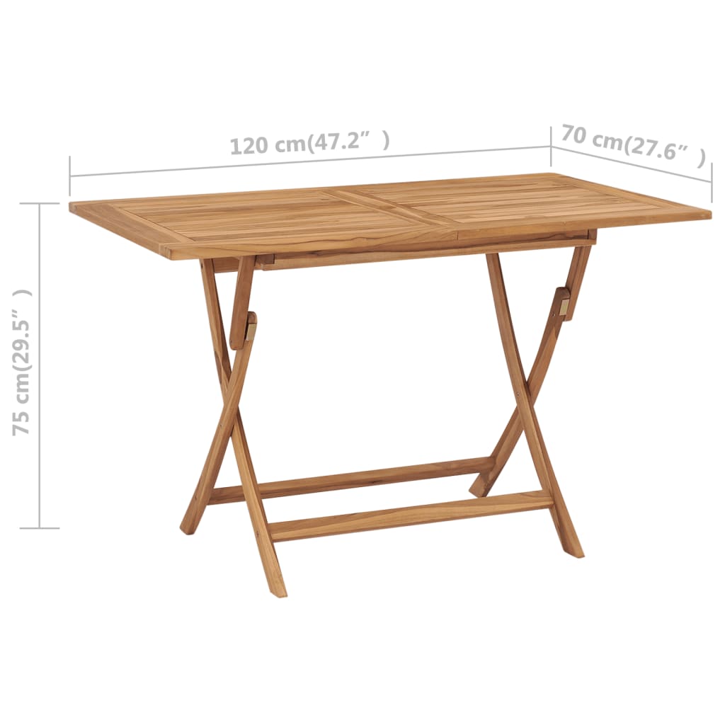Klappbarer Gartentisch 120x70x75 cm Teak Massivholz